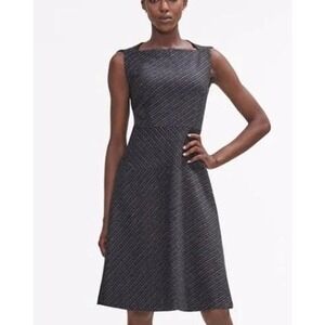 MM.LaFleur‎ Cindy A-Line Wool Blend Dress Size 10 Striped Fit Flare Quiet Luxury